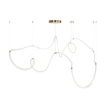 kelvo® GLOW 61669 Μοντέρνο Κρεμαστό Φωτιστικό Οροφής LED 105W 10500lm 360° AC 220-240V IP20 Ρυθμιζόμενο Λευκό CCT με Χειριστήριο από 2700K έως 6000K Dimmable - Lumileds SMD Chip - Χρυσό Πλατίνα & Λευκό Νήμα - Μ300 x Π300 x Υ120cm - 3 Χρόνια Εγγύηση