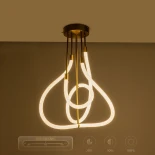 kelvo® GLOW 61670 Μοντέρνο Φωτιστικό Οροφής LED 40W 4000lm 360° AC 220-240V IP20 Ρυθμιζόμενο Λευκό CCT με Χειριστήριο από 2700K έως 6000K Dimmable - Lumileds SMD Chip - Χρυσό Πλατίνα & Λευκό Νήμα - Μ50 x Π50 x Υ70cm - 3 Χρόνια Εγγύηση