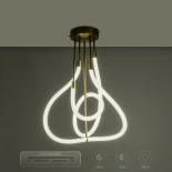kelvo® GLOW 61670 Μοντέρνο Φωτιστικό Οροφής LED 40W 4000lm 360° AC 220-240V IP20 Ρυθμιζόμενο Λευκό CCT με Χειριστήριο από 2700K έως 6000K Dimmable - Lumileds SMD Chip - Χρυσό Πλατίνα & Λευκό Νήμα - Μ50 x Π50 x Υ70cm - 3 Χρόνια Εγγύηση
