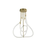 kelvo® GLOW 61670 Μοντέρνο Φωτιστικό Οροφής LED 40W 4000lm 360° AC 220-240V IP20 Ρυθμιζόμενο Λευκό CCT με Χειριστήριο από 2700K έως 6000K Dimmable - Lumileds SMD Chip - Χρυσό Πλατίνα & Λευκό Νήμα - Μ50 x Π50 x Υ70cm - 3 Χρόνια Εγγύηση