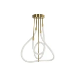 kelvo® GLOW 61670 Μοντέρνο Φωτιστικό Οροφής LED 40W 4000lm 360° AC 220-240V IP20 Ρυθμιζόμενο Λευκό CCT με Χειριστήριο από 2700K έως 6000K Dimmable - Lumileds SMD Chip - Χρυσό Πλατίνα & Λευκό Νήμα - Μ50 x Π50 x Υ70cm - 3 Χρόνια Εγγύηση
