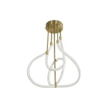 kelvo® GLOW 61670 Μοντέρνο Φωτιστικό Οροφής LED 40W 4000lm 360° AC 220-240V IP20 Ρυθμιζόμενο Λευκό CCT με Χειριστήριο από 2700K έως 6000K Dimmable - Lumileds SMD Chip - Χρυσό Πλατίνα & Λευκό Νήμα - Μ50 x Π50 x Υ70cm - 3 Χρόνια Εγγύηση