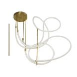 kelvo® GLOW 61671 Μοντέρνο Φωτιστικό Οροφής LED 85W 8500lm 360° AC 220-240V IP20 Ρυθμιζόμενο Λευκό CCT με Χειριστήριο από 2700K έως 6000K Dimmable - Lumileds SMD Chip - Χρυσό Πλατίνα & Λευκό Νήμα - Μ100 x Π100 x Υ140cm - 3 Χρόνια Εγγύηση