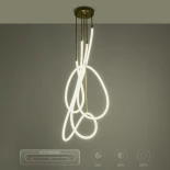 kelvo® GLOW 61671 Μοντέρνο Φωτιστικό Οροφής LED 85W 8500lm 360° AC 220-240V IP20 Ρυθμιζόμενο Λευκό CCT με Χειριστήριο από 2700K έως 6000K Dimmable - Lumileds SMD Chip - Χρυσό Πλατίνα & Λευκό Νήμα - Μ100 x Π100 x Υ140cm - 3 Χρόνια Εγγύηση