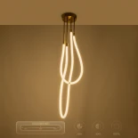 kelvo® GLOW 61672 Μοντέρνο Κρεμαστό Φωτιστικό Οροφής LED 42W 4200lm 360° AC 220-240V IP20 Ρυθμιζόμενο Λευκό CCT με Χειριστήριο από 2700K έως 6000K Dimmable - Lumileds SMD Chip - Χρυσό Πλατίνα & Λευκό Νήμα - Μ50 x Π50 x Υ70cm - 3 Χρόνια Εγγύηση