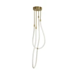 kelvo® GLOW 61672 Μοντέρνο Κρεμαστό Φωτιστικό Οροφής LED 42W 4200lm 360° AC 220-240V IP20 Ρυθμιζόμενο Λευκό CCT με Χειριστήριο από 2700K έως 6000K Dimmable - Lumileds SMD Chip - Χρυσό Πλατίνα & Λευκό Νήμα - Μ50 x Π50 x Υ70cm - 3 Χρόνια Εγγύηση