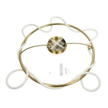 kelvo® GLOW 61674 Μοντέρνο Φωτιστικό Οροφής LED 65W 6500lm 360° AC 220-240V IP20 Ρυθμιζόμενο Λευκό CCT με Χειριστήριο από 2700K έως 6000K Dimmable - Lumileds SMD Chip - Χρυσό Πλατίνα & Λευκό Νήμα - Μ100 x Π100 x Υ30cm - 3 Χρόνια Εγγύηση