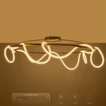 kelvo® GLOW 61675 Μοντέρνο Φωτιστικό Οροφής LED 89W 8900lm 360° AC 220-240V IP20 Ρυθμιζόμενο Λευκό CCT με Χειριστήριο από 2700K έως 6000K Dimmable - Lumileds SMD Chip - Χρυσό Πλατίνα & Λευκό Νήμα - Μ150 x Π150 x Υ30cm - 3 Χρόνια Εγγύηση