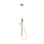kelvo® GLOW 61680 Μοντέρνο Κρεμαστό Φωτιστικό Οροφής LED 24W 2400lm 360° AC 220-240V IP20 Ρυθμιζόμενο Λευκό CCT με On/Off 2700K/4500K/6000K - Lumileds SMD Chip - Χρυσό Πλατίνα & Λευκό Νήμα - Μ24 x Π10 x Υ62cm - 3 Χρόνια Εγγύηση