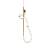 kelvo® GLOW 61680 Μοντέρνο Κρεμαστό Φωτιστικό Οροφής LED 24W 2400lm 360° AC 220-240V IP20 Ρυθμιζόμενο Λευκό CCT με On/Off 2700K/4500K/6000K - Lumileds SMD Chip - Χρυσό Πλατίνα & Λευκό Νήμα - Μ24 x Π10 x Υ62cm - 3 Χρόνια Εγγύηση