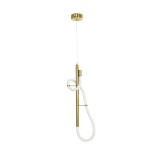 kelvo® GLOW 61680 Μοντέρνο Κρεμαστό Φωτιστικό Οροφής LED 24W 2400lm 360° AC 220-240V IP20 Ρυθμιζόμενο Λευκό CCT με On/Off 2700K/4500K/6000K - Lumileds SMD Chip - Χρυσό Πλατίνα & Λευκό Νήμα - Μ24 x Π10 x Υ62cm - 3 Χρόνια Εγγύηση