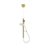 kelvo® GLOW 61680 Μοντέρνο Κρεμαστό Φωτιστικό Οροφής LED 24W 2400lm 360° AC 220-240V IP20 Ρυθμιζόμενο Λευκό CCT με On/Off 2700K/4500K/6000K - Lumileds SMD Chip - Χρυσό Πλατίνα & Λευκό Νήμα - Μ24 x Π10 x Υ62cm - 3 Χρόνια Εγγύηση