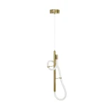 kelvo® GLOW 61680 Μοντέρνο Κρεμαστό Φωτιστικό Οροφής LED 24W 2400lm 360° AC 220-240V IP20 Ρυθμιζόμενο Λευκό CCT με On/Off 2700K/4500K/6000K - Lumileds SMD Chip - Χρυσό Πλατίνα & Λευκό Νήμα - Μ24 x Π10 x Υ62cm - 3 Χρόνια Εγγύηση