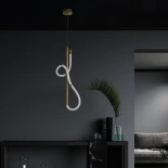 kelvo® GLOW 61681 Μοντέρνο Κρεμαστό Φωτιστικό Οροφής LED 24W 2400lm 360° AC 220-240V IP20 Ρυθμιζόμενο Λευκό CCT με On/Off 2700K/4500K/6000K - Lumileds SMD Chip - Χρυσό Πλατίνα & Λευκό Νήμα - Μ30 x Π17 x Υ66cm - 3 Χρόνια Εγγύηση