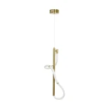 kelvo® GLOW 61681 Μοντέρνο Κρεμαστό Φωτιστικό Οροφής LED 24W 2400lm 360° AC 220-240V IP20 Ρυθμιζόμενο Λευκό CCT με On/Off 2700K/4500K/6000K - Lumileds SMD Chip - Χρυσό Πλατίνα & Λευκό Νήμα - Μ30 x Π17 x Υ66cm - 3 Χρόνια Εγγύηση