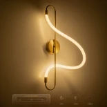 kelvo® GLOW 61683 Μοντέρνο Φωτιστικό Τοίχου - Απλίκα LED 18W 1800lm 360° AC 220-240V IP20 Ρυθμιζόμενο Λευκό CCT με On/Off 2700K/4500K/6000K - Lumileds SMD Chip - Χρυσό Πλατίνα & Λευκό Νήμα - Μ30 x Π15 x Υ70cm - 3 Χρόνια Εγγύηση