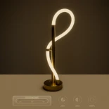 kelvo® GLOW 61685 Μοντέρνο Επιτραπέζιο Φωτιστικό Πορτατίφ LED 18W 1800lm 360° AC 220-240V IP20 Ρυθμιζόμενο Λευκό CCT με Αφή 2700K/4500K/6000K Dimmable - Lumileds SMD Chip - Χρυσό Πλατίνα & Λευκό Νήμα - Μ30 x Π30 x Υ60cm - 3 Χρόνια Εγγύηση