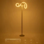 kelvo® GLOW 61687 Μοντέρνο Επιδαπέδιο Φωτιστικό LED 30W 3000lm 360° AC 220-240V IP20 Ρυθμιζόμενο Λευκό CCT με Αφή 2700K/4500K/6000K Dimmable - Lumileds SMD Chip - Χρυσό Πλατίνα & Λευκό Νήμα - Μ45 x Π45 x Υ160cm - 3 Χρόνια Εγγύηση