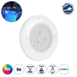 GLOBOSTAR® POOLARTY 61718 Υποβρύχιο Φωτιστικό για Σιντριβάνια/Πισίνες LED 8W 560lm 120° DC 12V Αδιάβροχο IP68 RGB Dimmable - Bridgelux SMD Chip - 1m VDE Rubber Καλώδιο - Μ13 x Π13 x Υ2cm - 3 Χρόνια Εγγύηση