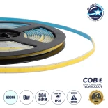 GLOBOSTAR® BEE 70355 Ταινία LED 9W/m 990lm/m 120° DC 24V IP20 384 x COB Chip/m Ψυχρό Λευκό 6000K Dimmable - Μ500 x Π0.5 x Υ0.2cm - Ρολό 5 Μέτρων - 5 Χρόνια Εγγύηση