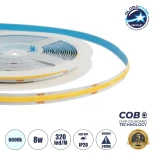 GLOBOSTAR® BEE 70359 Ταινία LED 8W/m 880lm/m 120° DC 24V IP20 320 x COB Chip/m Ψυχρό Λευκό 6000K Dimmable - Μ500 x Π0.8 x Υ0.2cm - Ρολό 5 Μέτρων - 5 Χρόνια Εγγύηση