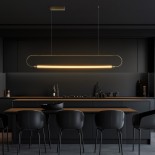 kelvo® GLOW 61664 Μοντέρνο Κρεμαστό Φωτιστικό Οροφής LED 15W 1500lm 360° AC 220-240V IP20 Ρυθμιζόμενο Λευκό CCT με Χειριστήριο από 2700K έως 6000K Dimmable - Lumileds SMD Chip - Χρυσό Πλατίνα & Λευκό Νήμα - Μ120 x Π3 x Υ25cm - 3 Χρόνια Εγγύηση