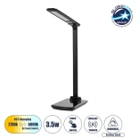 GLOBOSTAR® ONO 76533 Μοντέρνο Επιτραπέζιο Φωτιστικό Γραφείου με Ασύρματη Φόρτιση 10W 2A LED 3.5W 350lm 120° DC 5V με USB-C IP20 Ρυθμιζόμενο Λευκό CCT με Αφή 2700K/4500K/6000K Dimmable - Sanan SMD Chip - Μαύρο - Μ18 x Π12 x Υ36cm - 2 Χρόνια Εγγύηση