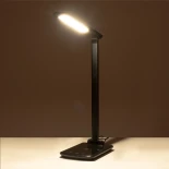 GLOBOSTAR® ONO 76533 Μοντέρνο Επιτραπέζιο Φωτιστικό Γραφείου με Ασύρματη Φόρτιση 10W 2A LED 3.5W 350lm 120° DC 5V με USB-C IP20 Ρυθμιζόμενο Λευκό CCT με Αφή 2700K/4500K/6000K Dimmable - Sanan SMD Chip - Μαύρο - Μ18 x Π12 x Υ36cm - 2 Χρόνια Εγγύηση