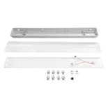 GLOBOSTAR® VIGAS 90613 Γραμμικό Βιομηχανικό Φωτιστικό Σκαφάκι Tri-Proof με Μεταλλικά Clips για 2 x Λάμπες T8 G13 90cm Τύπου Φθορίου LED Τροφοδοσίας Ενός Άκρου 120° AC 220-240V Αδιάβροχο IP65 - Γκρι με Διάφανο Κάλυμμα Πλαστικό PC - Μ126 x Π11.5 x Υ9cm