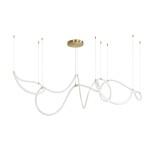 kelvo® GLOW 61669 Μοντέρνο Κρεμαστό Φωτιστικό Οροφής LED 105W 10500lm 360° AC 220-240V IP20 Ρυθμιζόμενο Λευκό CCT με Χειριστήριο από 2700K έως 6000K Dimmable - Lumileds SMD Chip - Χρυσό Πλατίνα & Λευκό Νήμα - Μ300 x Π300 x Υ120cm - 3 Χρόνια Εγγύηση