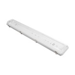 GLOBOSTAR® VIGAS 90613 Γραμμικό Βιομηχανικό Φωτιστικό Σκαφάκι Tri-Proof με Μεταλλικά Clips για 2 x Λάμπες T8 G13 90cm Τύπου Φθορίου LED Τροφοδοσίας Ενός Άκρου 120° AC 220-240V Αδιάβροχο IP65 - Γκρι με Διάφανο Κάλυμμα Πλαστικό PC - Μ126 x Π11.5 x Υ9cm