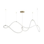 kelvo® GLOW 61668 Μοντέρνο Κρεμαστό Φωτιστικό Οροφής LED 65W 6500lm 360° AC 220-240V IP20 Ρυθμιζόμενο Λευκό CCT με Χειριστήριο από 2700K έως 6000K Dimmable - Lumileds SMD Chip - Χρυσό Πλατίνα & Λευκό Νήμα - Μ150 x Π150 x Υ80cm - 3 Χρόνια Εγγύηση