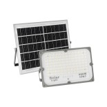 GLOBOSTAR® LUMOVOX 73068 Προβολέας LED 200W 10000lm 120° DC 5V με Φωτοβολταϊκό Panel 5V 12W & Επαναφορτιζόμενη Μπαταρία Li-ion 3.2V 10000mAh Αδιάβροχο IP65 Ψυχρό Λευκό 6000K - 180 x SMD2835 Sanan Chip - Γκρι Ανθρακί - Μ29 x Π0 x Υ19cm - 2 Χρόνια Εγγύηση