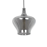 GLOBOSTAR® OVOCE 206-0032 Μοντέρνο Κρεμαστό Φωτιστικό Οροφής με Ντουί 1 x E27 AC 220-240V IP20 - Μαύρο Φιμέ - Μ20 x Π20 x Υ22cm