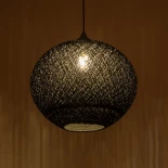 GLOBOSTAR® SOLEI 205-0004 Boho Κρεμαστό Φωτιστικό Οροφής με Ντουί 1 x E27 AC 220-240V IP20 - Μαύρο - M40 x Π40 x Υ36cm