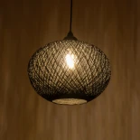 GLOBOSTAR® SOLEI 205-0005 Boho Κρεμαστό Φωτιστικό Οροφής με Ντουί 1 x E27 AC 220-240V IP20 - Μαύρο - M30 x Π30 x Υ35cm