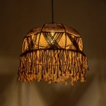 GLOBOSTAR® TONA 205-0016 Boho Κρεμαστό Φωτιστικό Οροφής με Ντουί 1 x E27 AC 220-240V IP20 - Καφέ- M40 x Π40 x Υ38cm