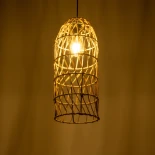 GLOBOSTAR® NETI 205-0024 Boho Κρεμαστό Φωτιστικό Οροφής με Ντουί 1 x E27 AC 220-240V IP20 - Μπεζ - M20 x Π20 x Υ49cm