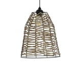 GLOBOSTAR® NETZ 205-0026 Boho Κρεμαστό Φωτιστικό Οροφής με Ντουί 1 x E27 AC 220-240V IP20 - Μπεζ - M30 x Π30 x Υ38cm