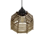 GLOBOSTAR® JUTTI 205-0040 Boho Κρεμαστό Φωτιστικό Οροφής με Ντουί 1 x E27 AC 220-240V IP20 - Μπεζ - M20 x Π20 x Υ18cm