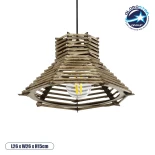 GLOBOSTAR® JUTTI 205-0042 Boho Κρεμαστό Φωτιστικό Οροφής με Ντουί 1 x E27 AC 220-240V IP20 - Μπεζ - M26 x Π26 x Υ15cm