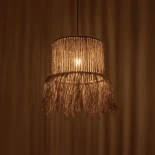 GLOBOSTAR® REGEN 205-0074 Boho Κρεμαστό Φωτιστικό Οροφής με Ντουί 1 x E27 AC 220-240V IP20 - Μπεζ - M30 x Π30 x Υ40cm