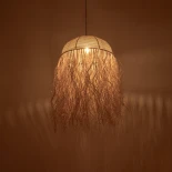 GLOBOSTAR® PLUVIA 205-0080 Boho Κρεμαστό Φωτιστικό Οροφής με Ντουί 1 x E27 AC 220-240V IP20 - Μπεζ - M50 x Π50 x Υ80cm