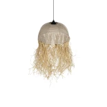 GLOBOSTAR® PLUVIA 205-0080 Boho Κρεμαστό Φωτιστικό Οροφής με Ντουί 1 x E27 AC 220-240V IP20 - Μπεζ - M50 x Π50 x Υ80cm
