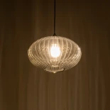 GLOBOSTAR® PERA 206-0010 Μοντέρνο Κρεμαστό Φωτιστικό Οροφής με Ντουί 1 x E27 AC 220-240V IP20 - Μαύρο Φιμέ - Μ30 x Π30 x Υ22cm