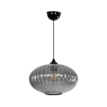 GLOBOSTAR® PERA 206-0010 Μοντέρνο Κρεμαστό Φωτιστικό Οροφής με Ντουί 1 x E27 AC 220-240V IP20 - Μαύρο Φιμέ - Μ30 x Π30 x Υ22cm