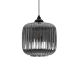 GLOBOSTAR® MELONI 206-0014 Μοντέρνο Κρεμαστό Φωτιστικό Οροφής με Ντουί 1 x E27 AC 220-240V IP20 - Μαύρο Φιμέ - Μ20 x Π20 x Υ24cm