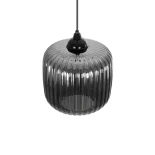 GLOBOSTAR® MELONI 206-0014 Μοντέρνο Κρεμαστό Φωτιστικό Οροφής με Ντουί 1 x E27 AC 220-240V IP20 - Μαύρο Φιμέ - Μ20 x Π20 x Υ24cm