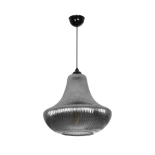 GLOBOSTAR® VERRE 206-0021 Μοντέρνο Κρεμαστό Φωτιστικό Οροφής με Ντουί 1 x E27 AC 220-240V IP20 - Μαύρο Φιμέ - Μ38 x Π38 x Υ34cm