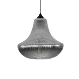 GLOBOSTAR® VERRE 206-0021 Μοντέρνο Κρεμαστό Φωτιστικό Οροφής με Ντουί 1 x E27 AC 220-240V IP20 - Μαύρο Φιμέ - Μ38 x Π38 x Υ34cm